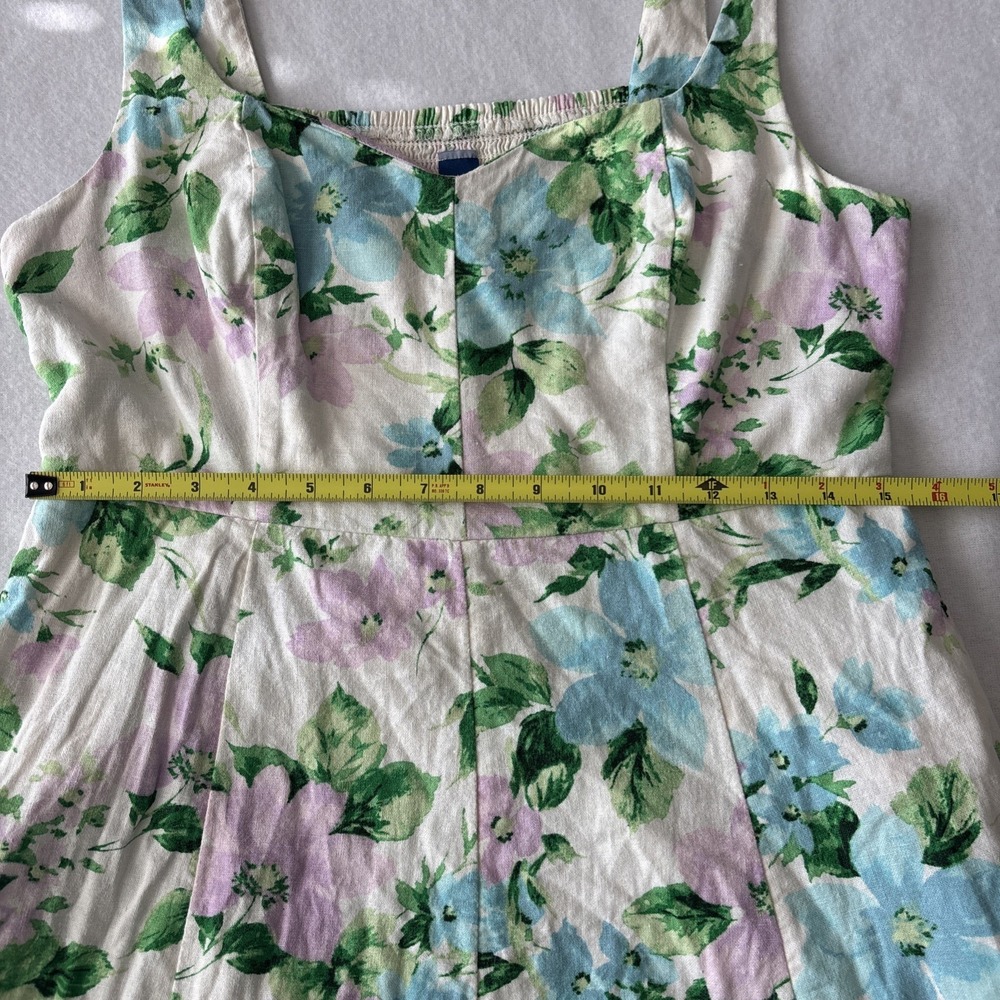 Old Navy Linen Blend Fit & Flare Floral Midi Dress Size M Cottagecore Pockets - Picture 9 of 11